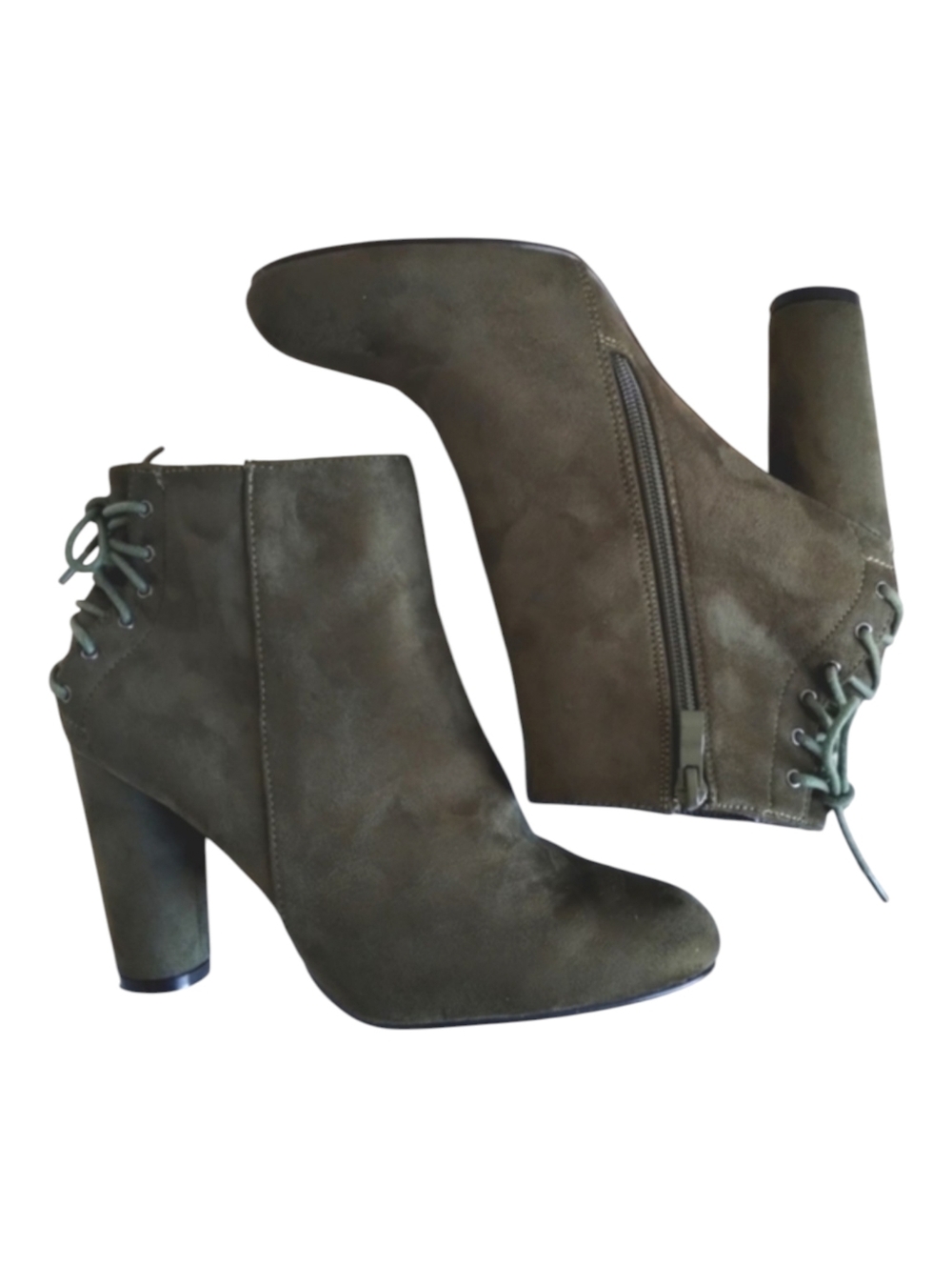 Boots Olive Green Lace Back 9 Booties Heeled Bootie